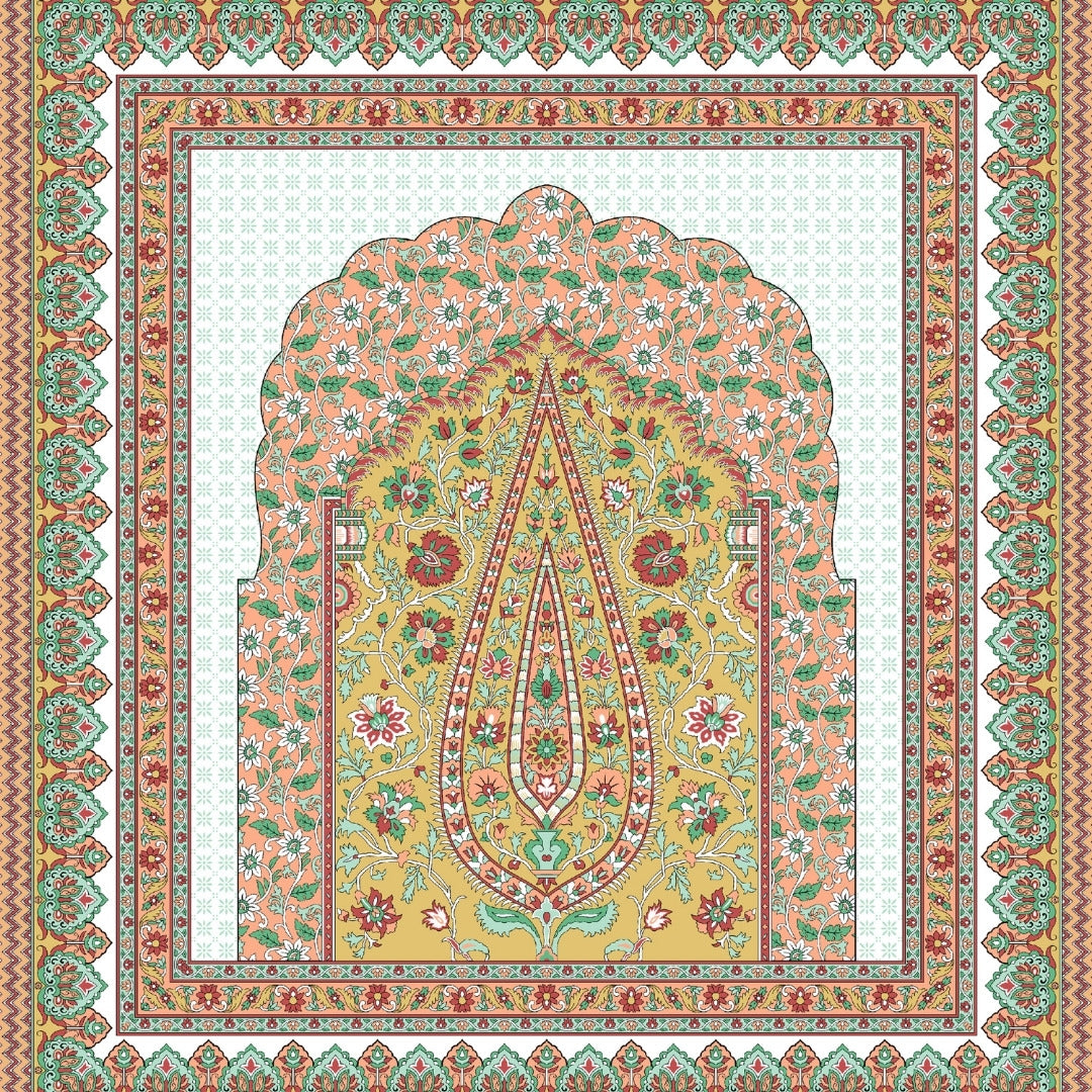 Royal Paisley Mandala Jaipuri Golden Cream 240 TC Cotton King Size Bedsheet