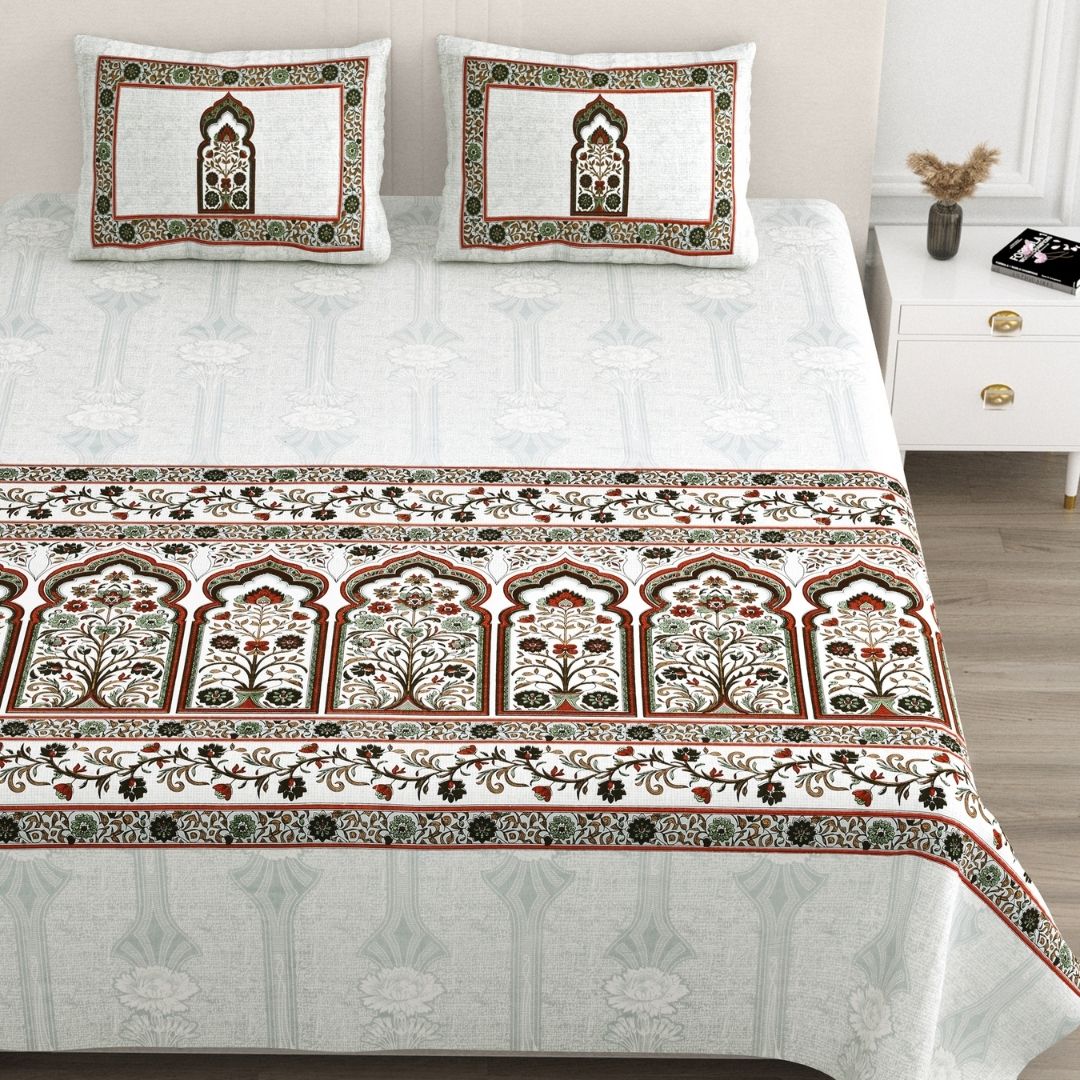 Gulnaar Jharokha Pure Cotton Festive King Size Bedsheet