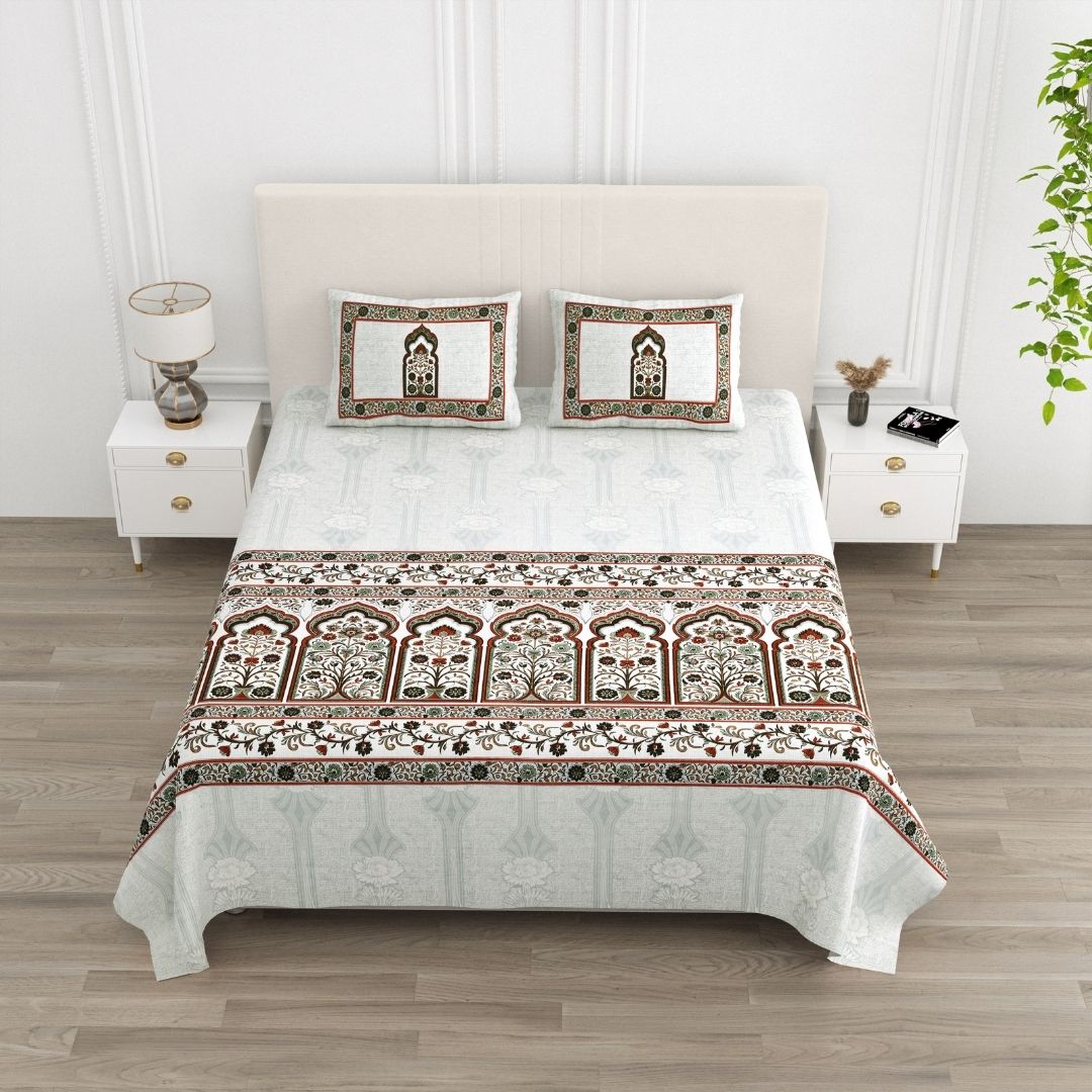 Gulnaar Jharokha Pure Cotton Festive King Size Bedsheet