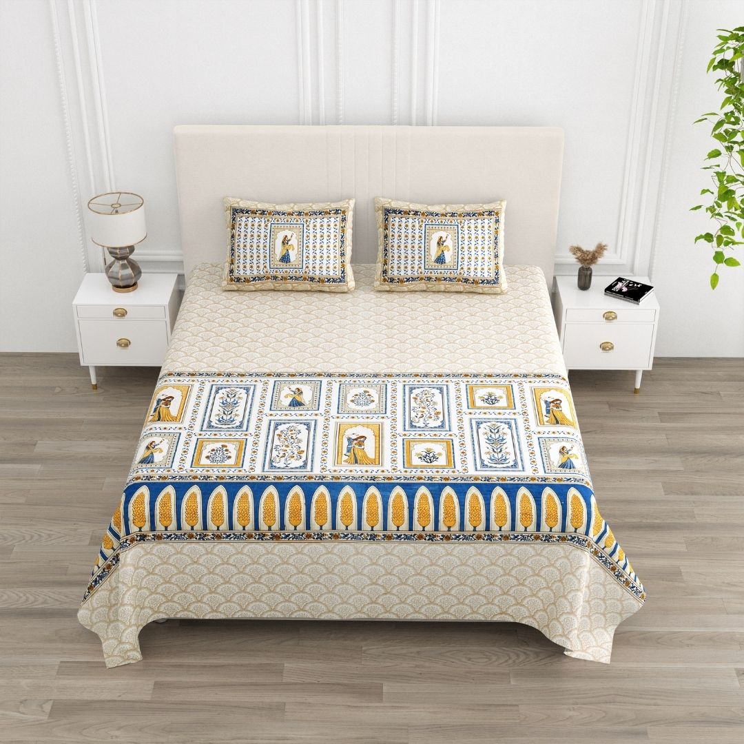 Sunehri Rajkumari Pure Cotton Festive King Size Bedsheet