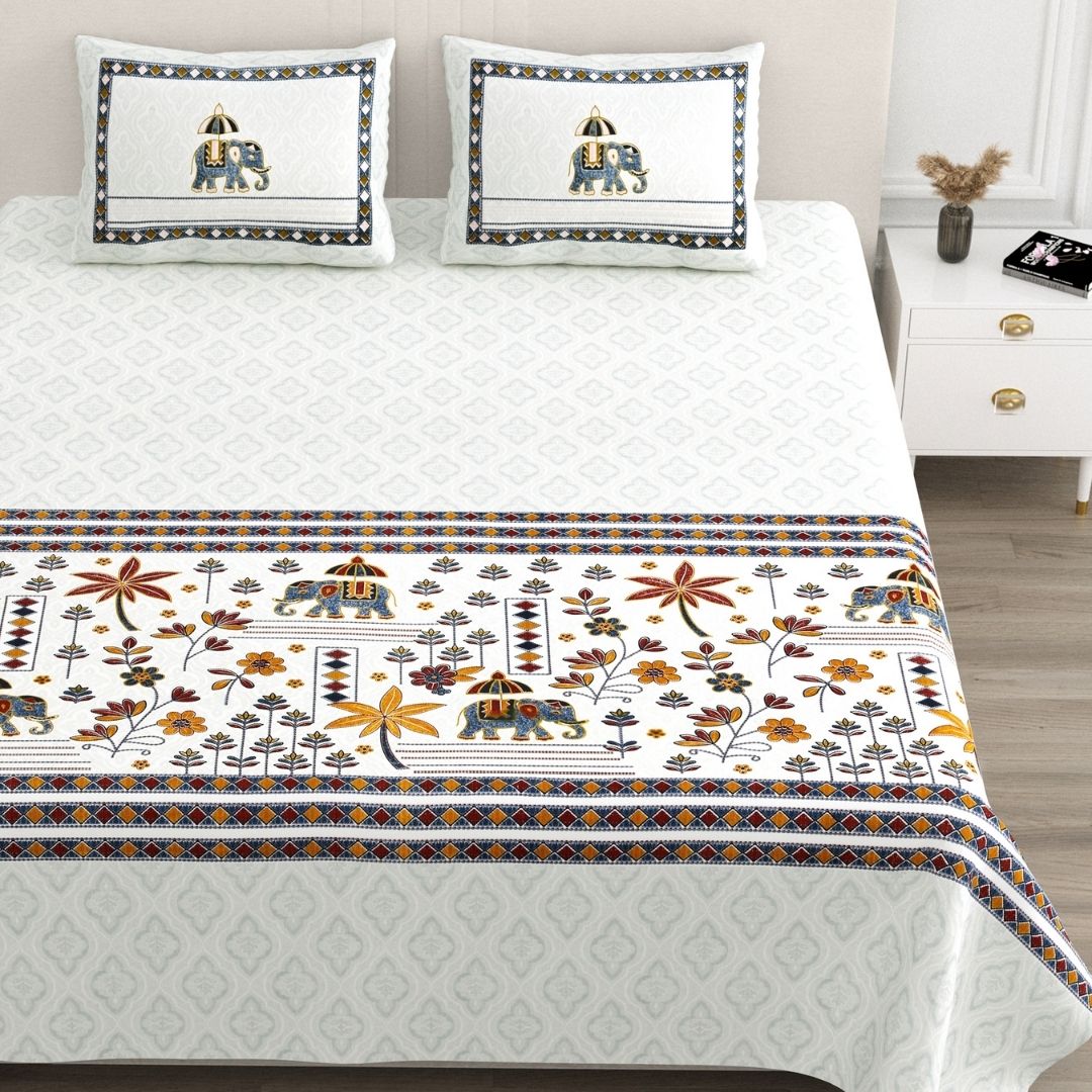 Neel Haathi Pure Cotton Festive King Size Bedsheet