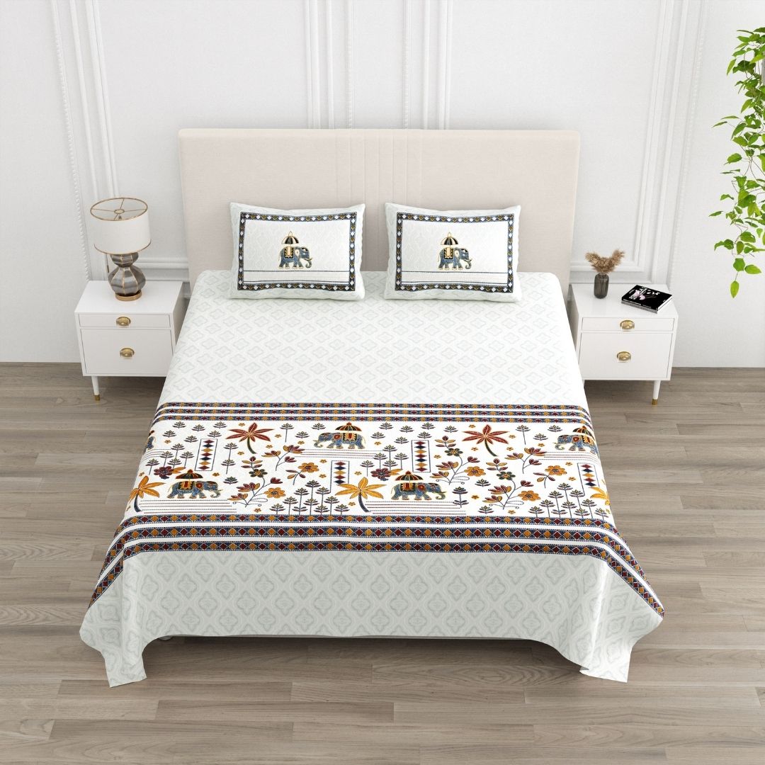 Neel Haathi Pure Cotton Festive King Size Bedsheet
