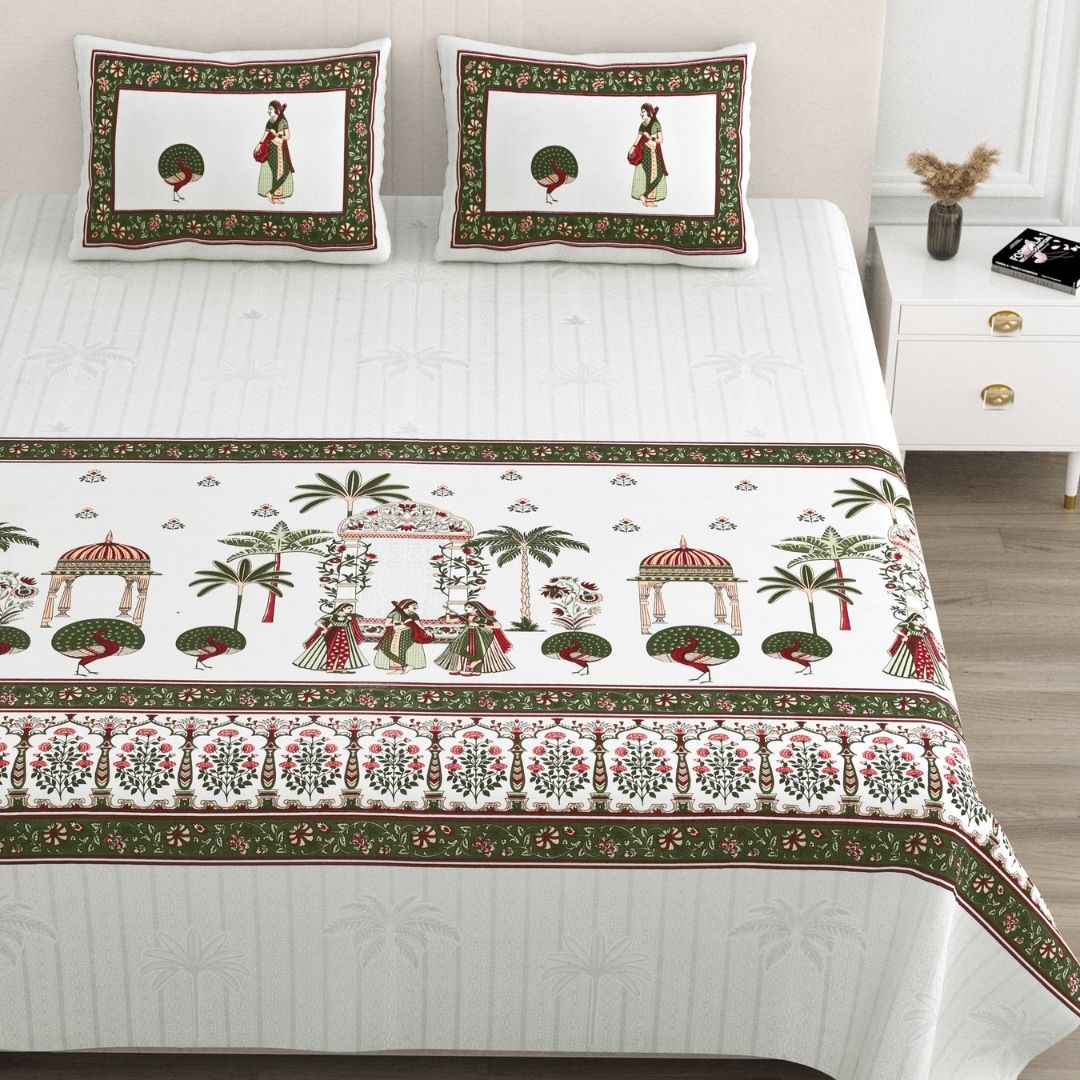 Rajwadi Utsav Pure Cotton Festive King Size Bedsheet