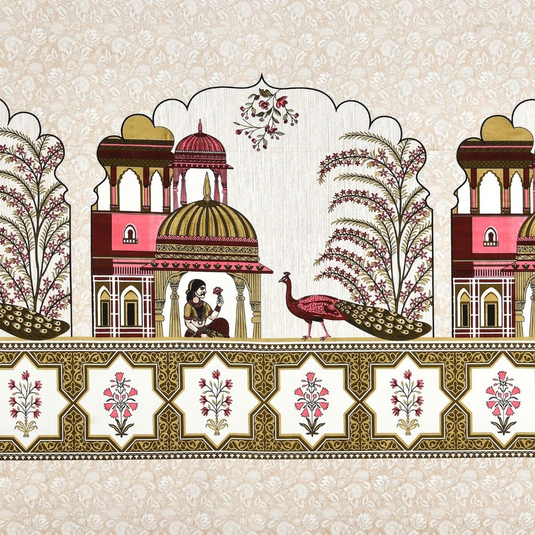 Gulabi Rajmahal Pure Cotton Festive King Size Bedsheet