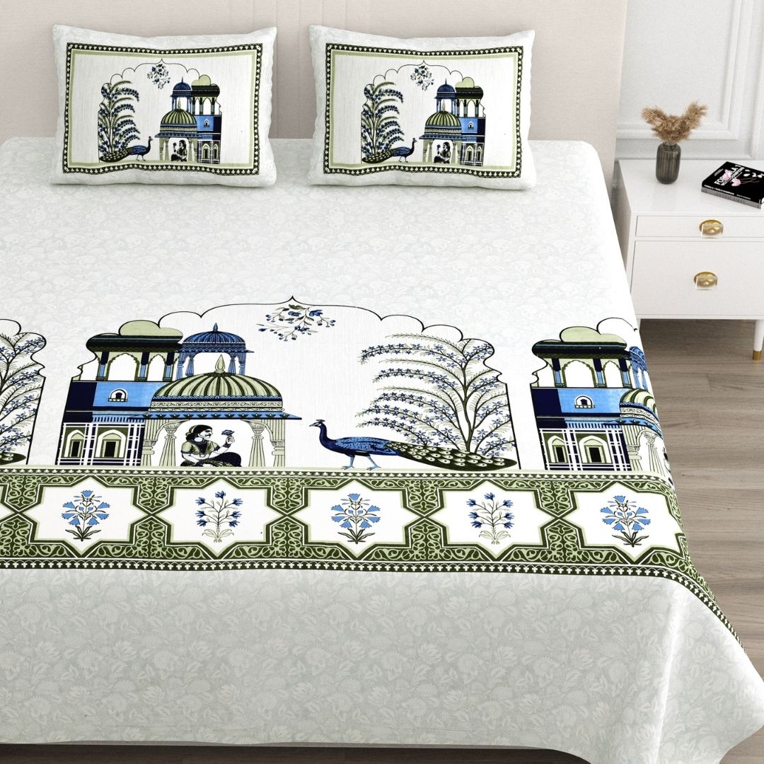 Hari Rajmahal Pure Cotton Festive King Size Bedsheet
