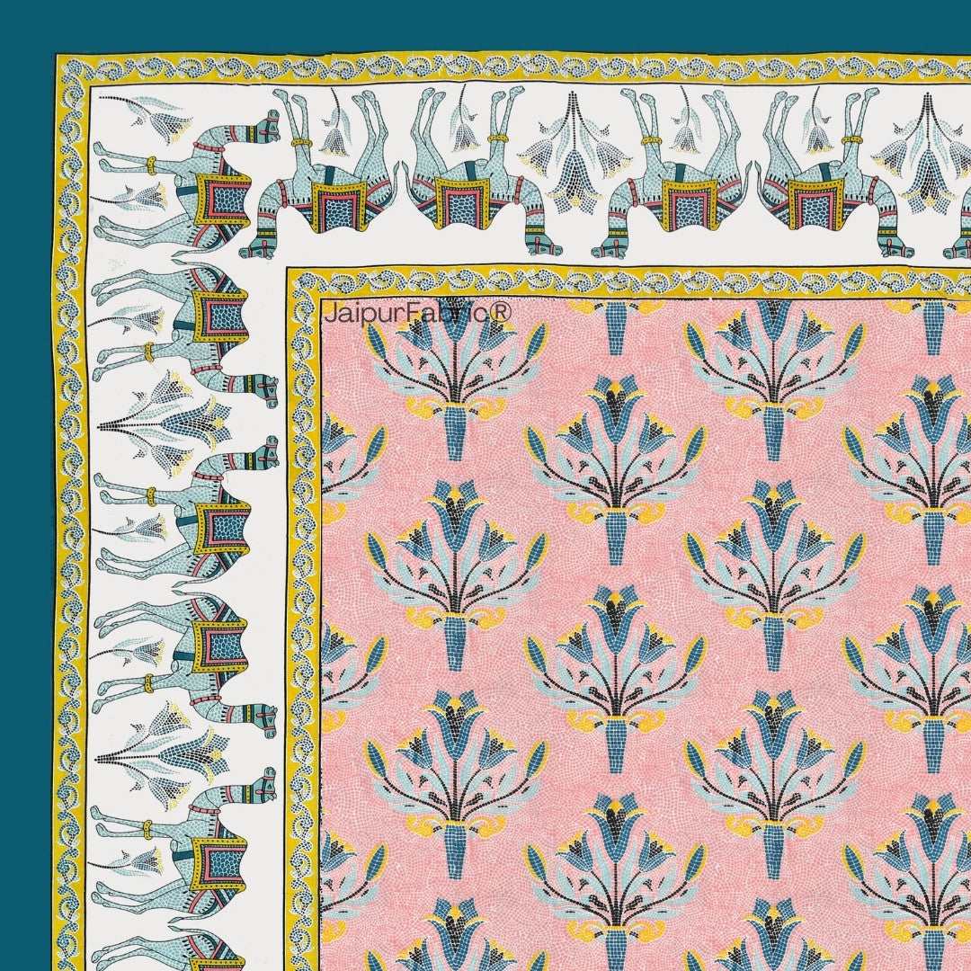 Floral Corsage Peach Pure Cotton Single Bedsheet