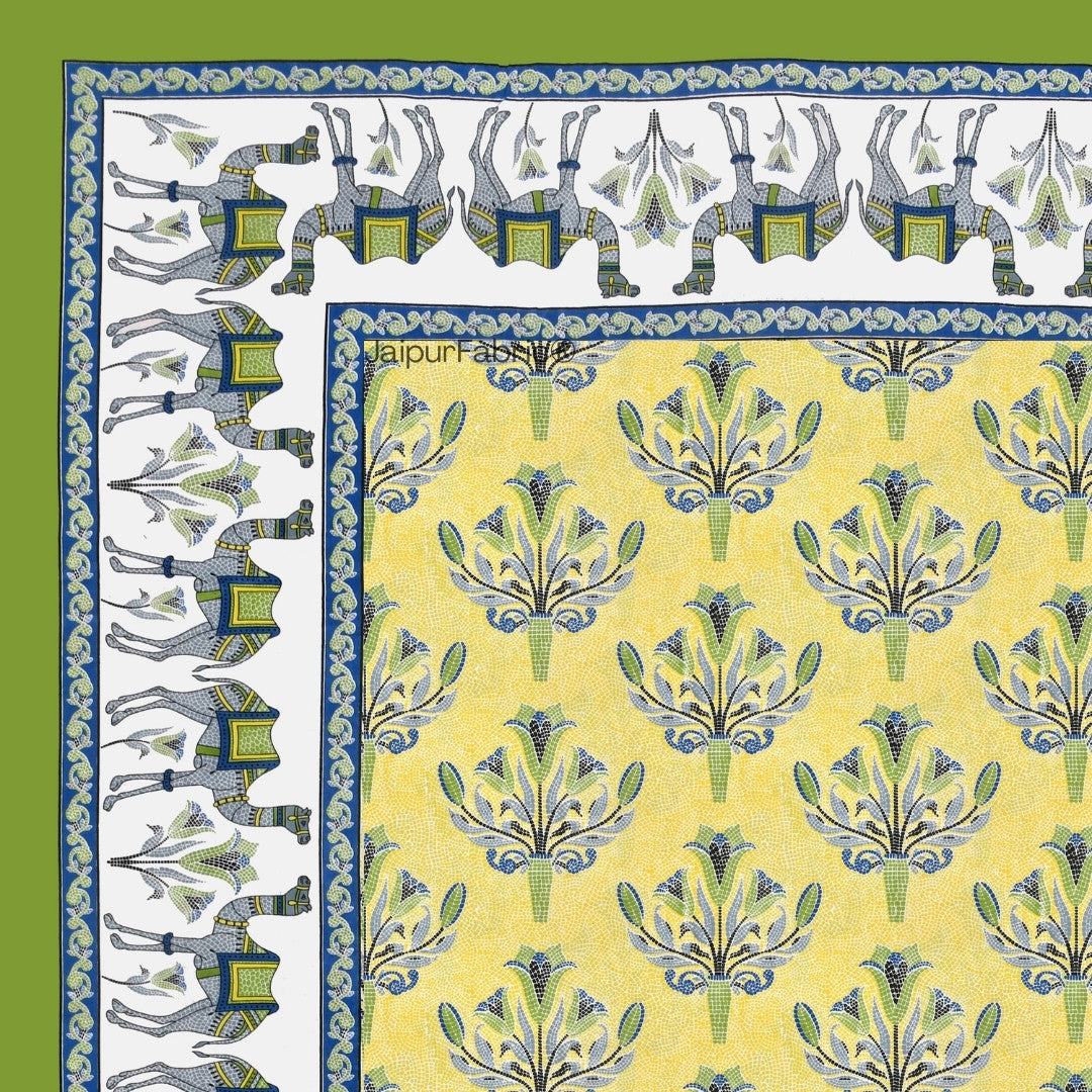 Floral Corsage Yellow Pure Cotton Single Bedsheet