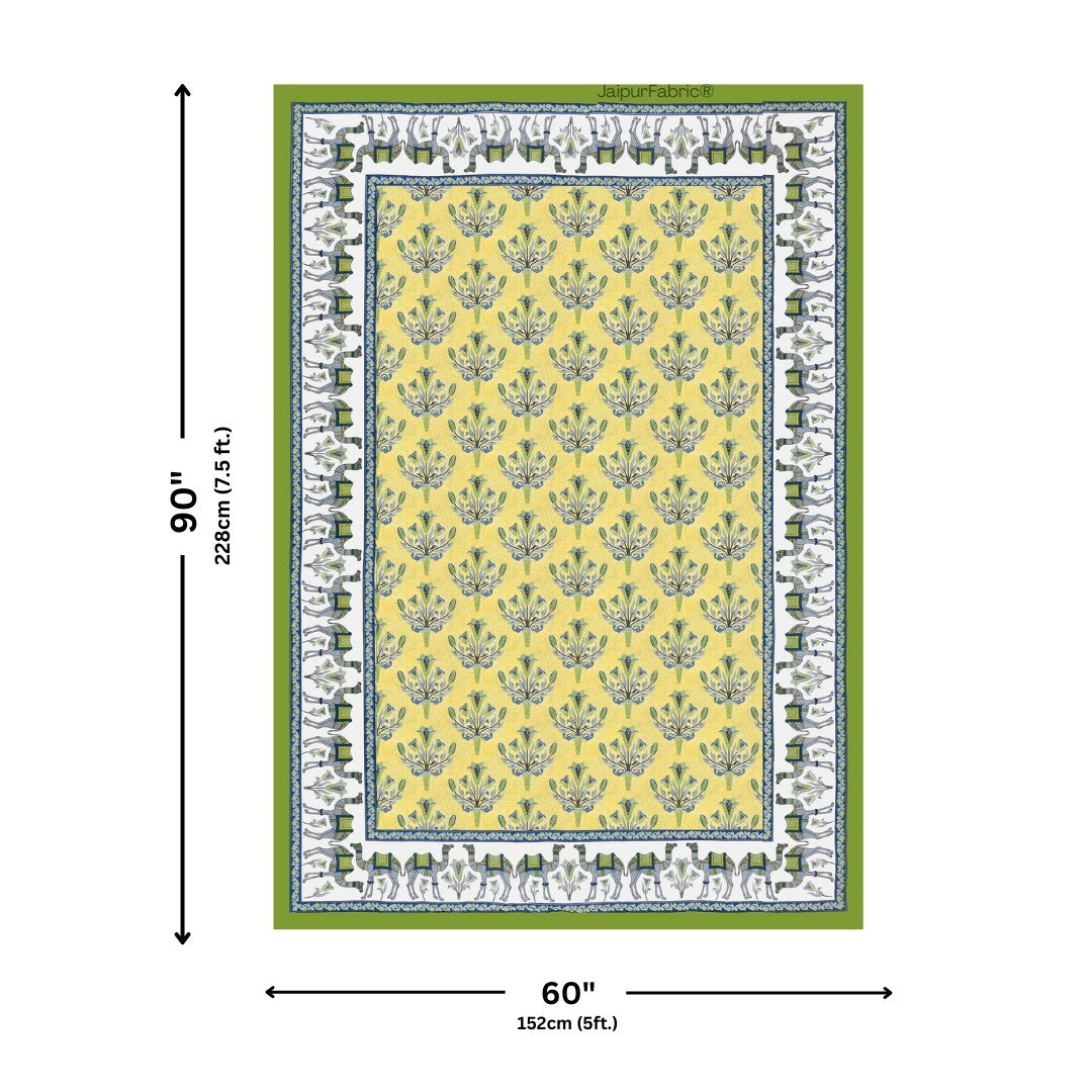 Floral Corsage Yellow Pure Cotton Single Bedsheet