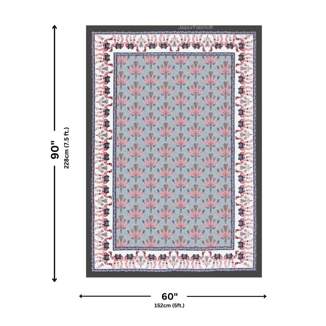 Blue Pottery & Rajasthani Garden 240 TC Pure Cottong Single Bedsheet Combo