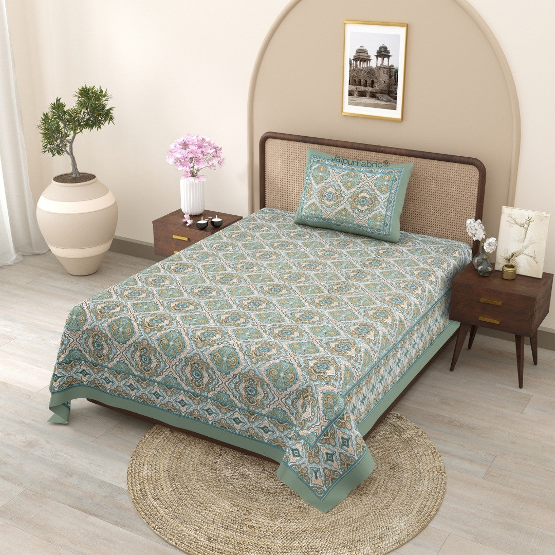 Royal Charm & Desert Flame 240 TC Pure Cottong Single Bedsheet Combo