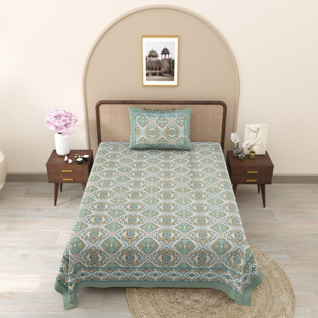 Royal Charm & Desert Flame 240 TC Pure Cottong Single Bedsheet Combo