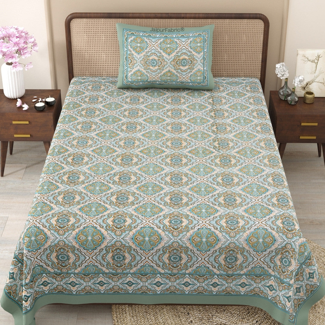 Royal Charm & Desert Flame 240 TC Pure Cottong Single Bedsheet Combo