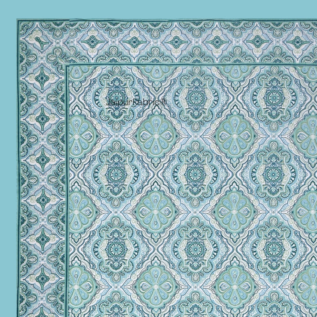 Ocean Mirage Aqua Blue Pure Cotton Single Bedsheet