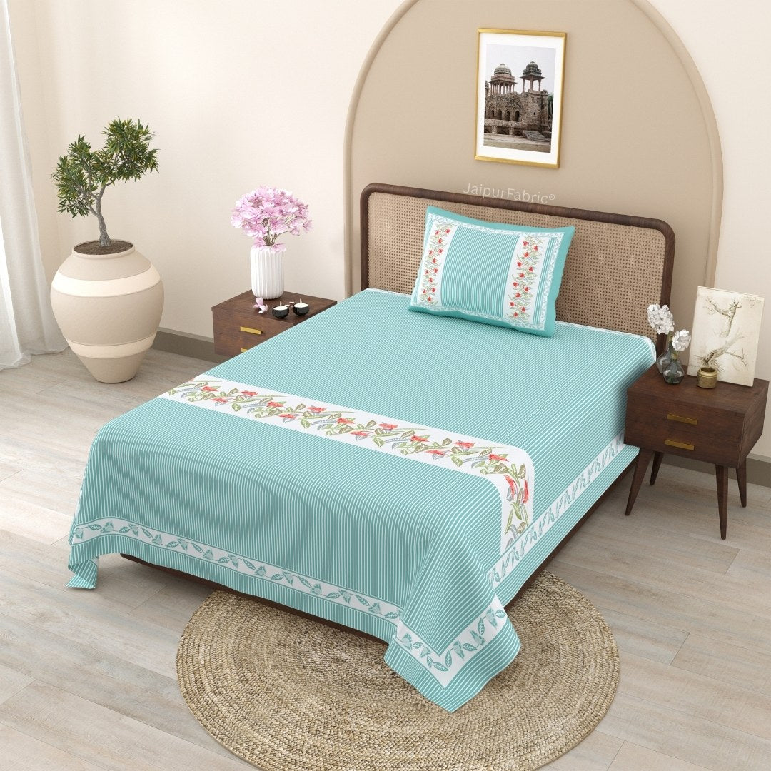 Sea Green Eco Friendly Pure Cotton Single BedSheet