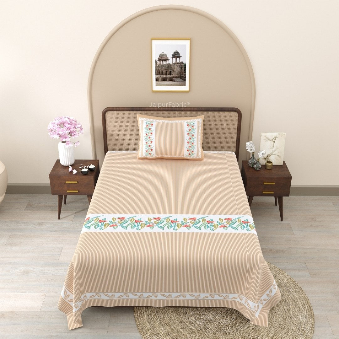 Peach Eco Friendly Pure Cotton Single BedSheet
