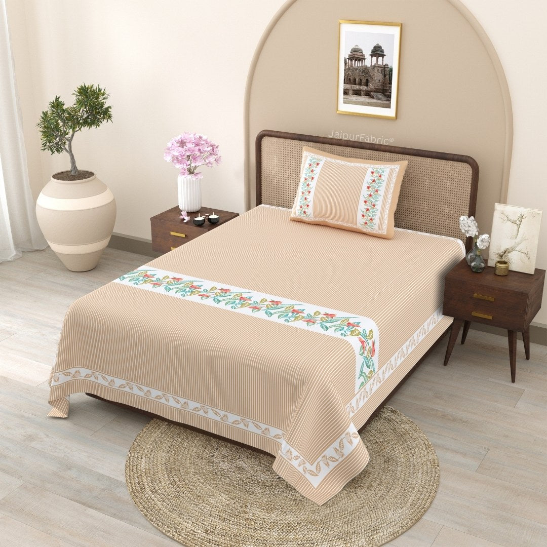 Peach Eco Friendly Pure Cotton Single BedSheet