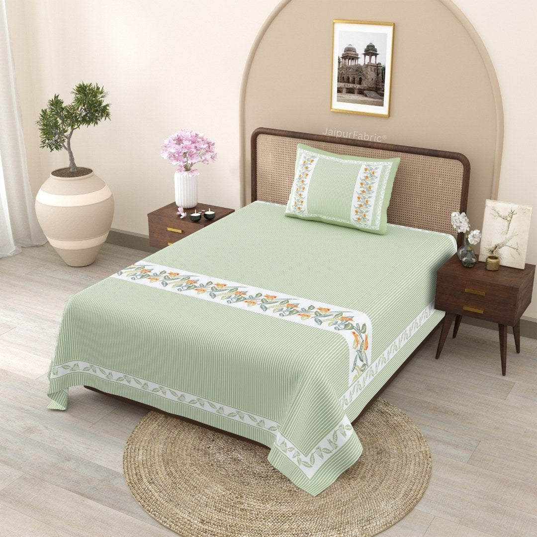Green Eco Friendly Pure Cotton Single BedSheet