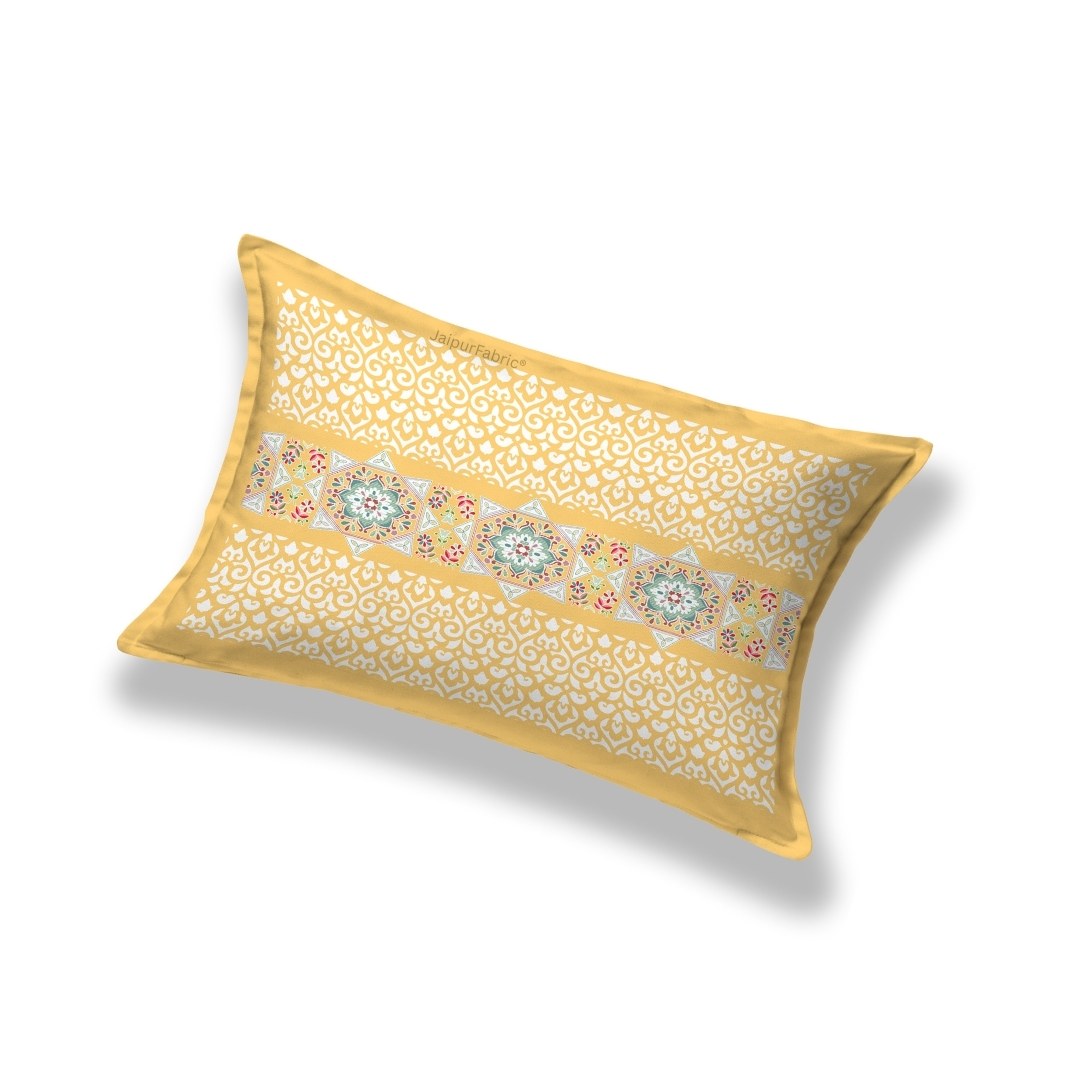 Yellow Ethnic Pure Cotton Single BedSheet