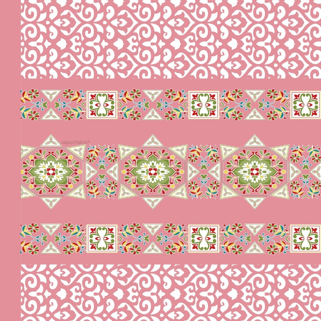 Pink Ethnic Pure Cotton Single BedSheet