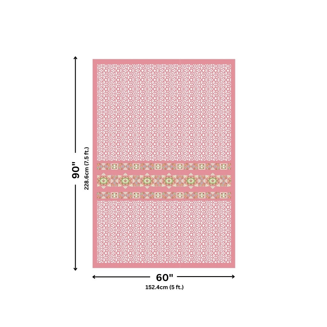 Pink Ethnic Pure Cotton Single BedSheet