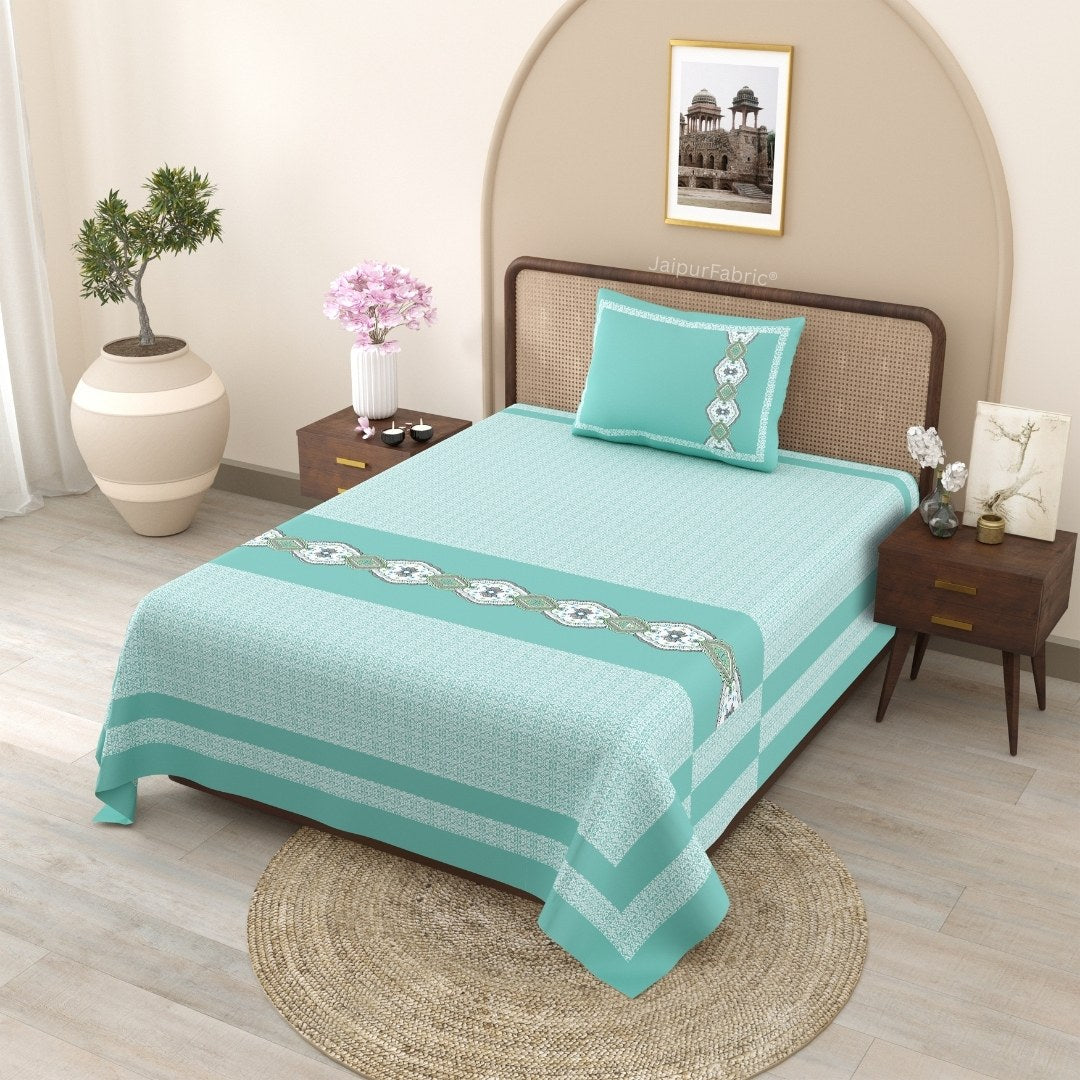 Blue Oasis Pure Cotton Single BedSheet