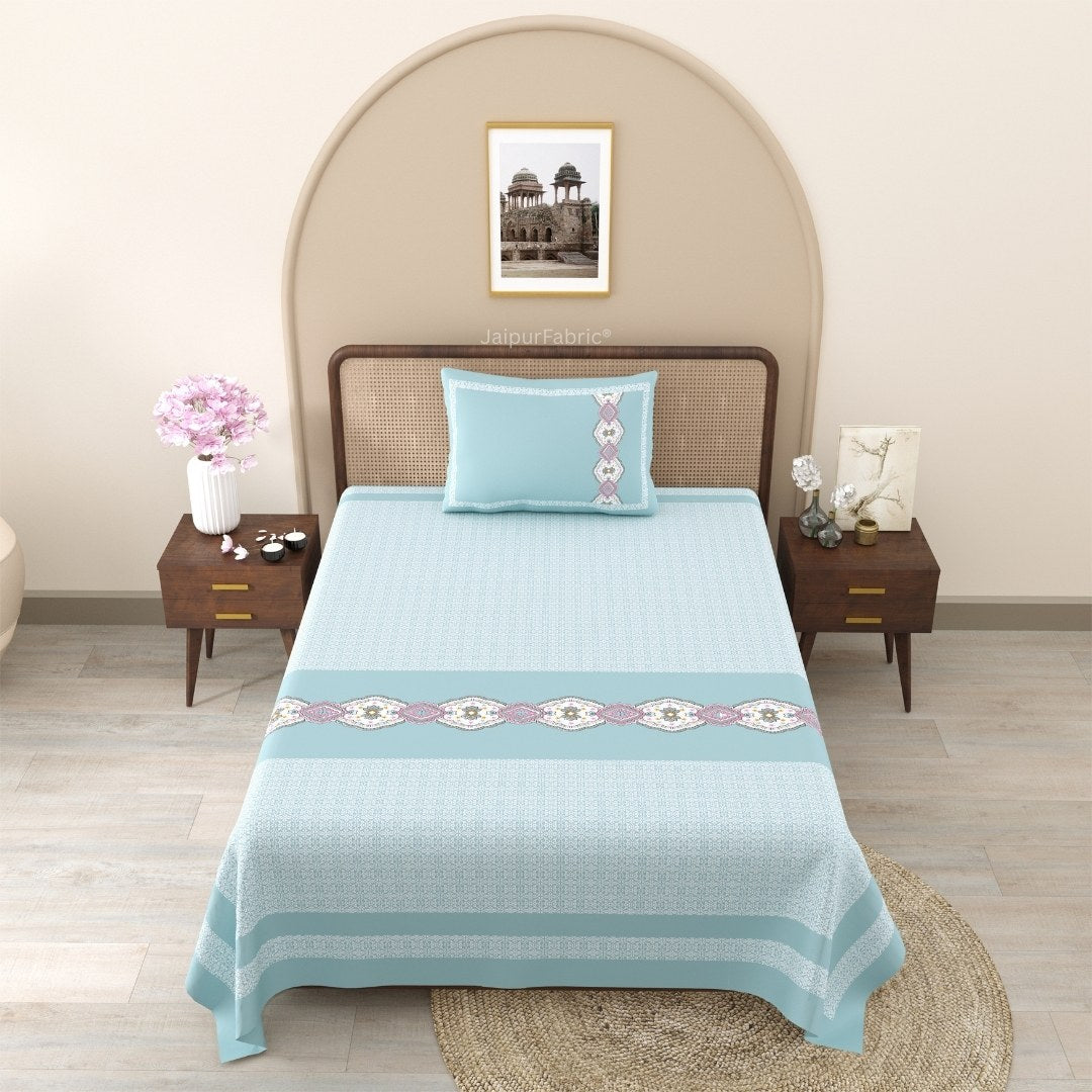 Blue Oasis Pure Cotton Single BedSheet