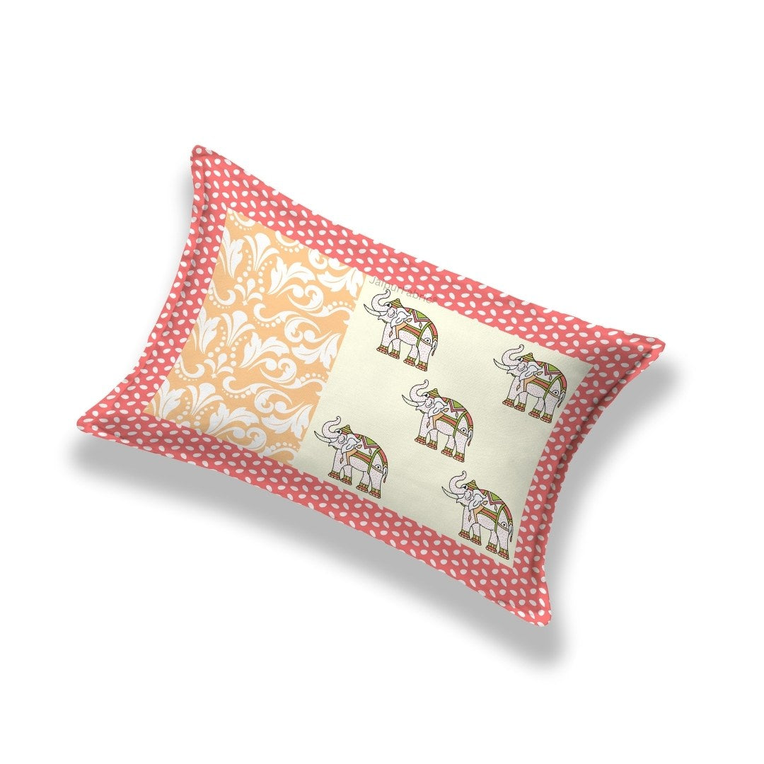 Yellowish Red Traditional Floral Pure Cotton Single BedSheet