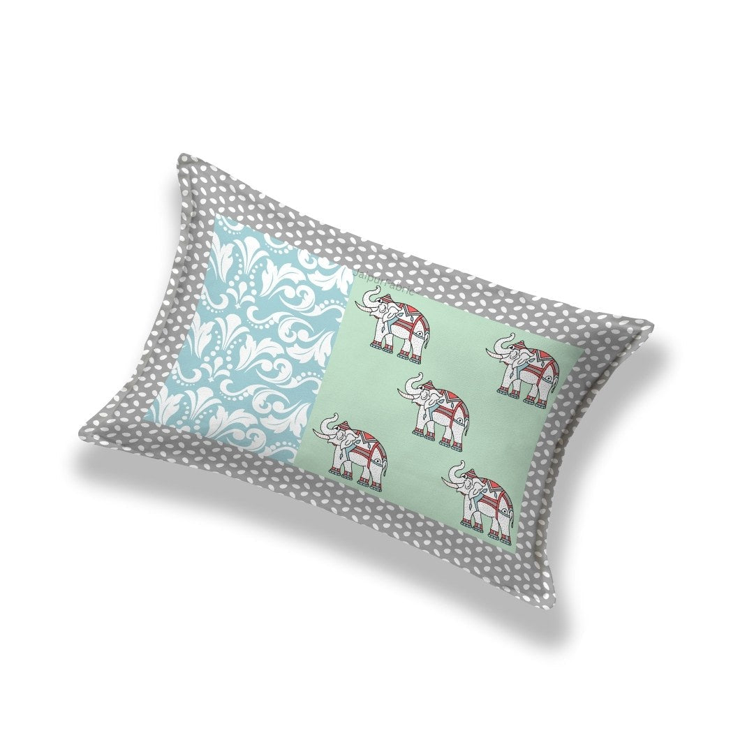Blueish green Traditional Floral Pure Cotton Single BedSheet