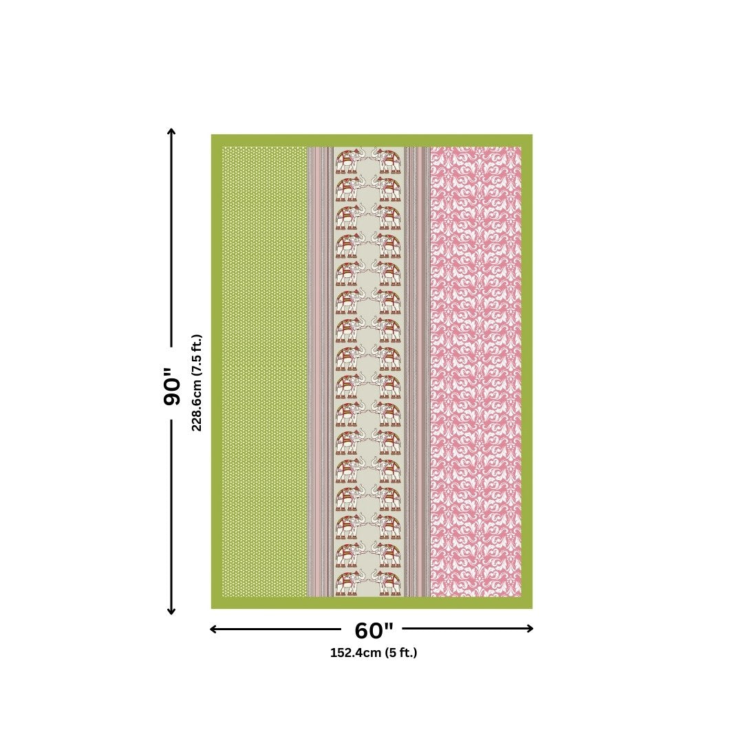 Pinkish Green Traditional Floral Pure Cotton Single BedSheet