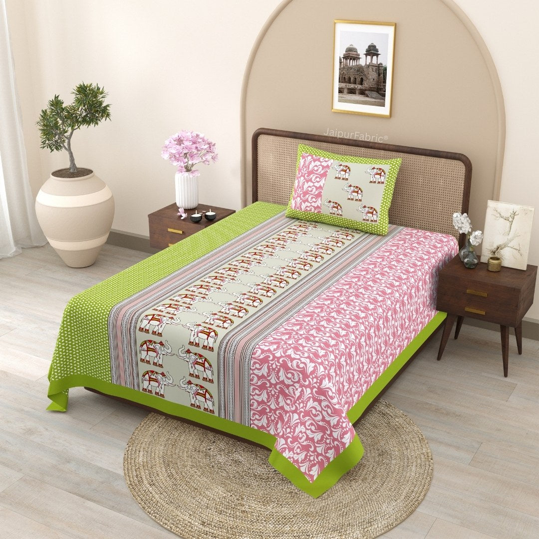 Blue Ethnic Pure Cotton Single BedSheet