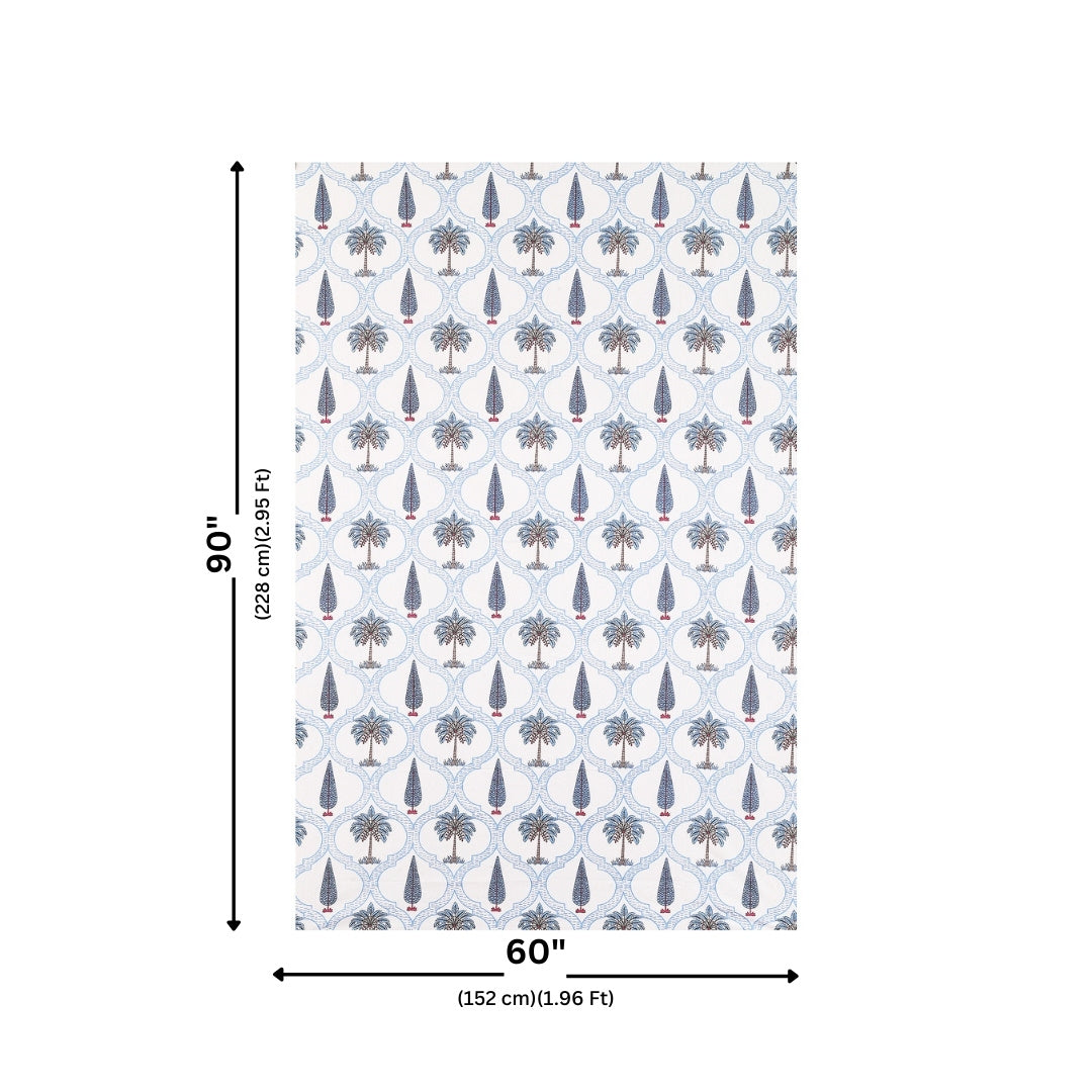 Azure Palm Grove Block Print Single Bedsheet