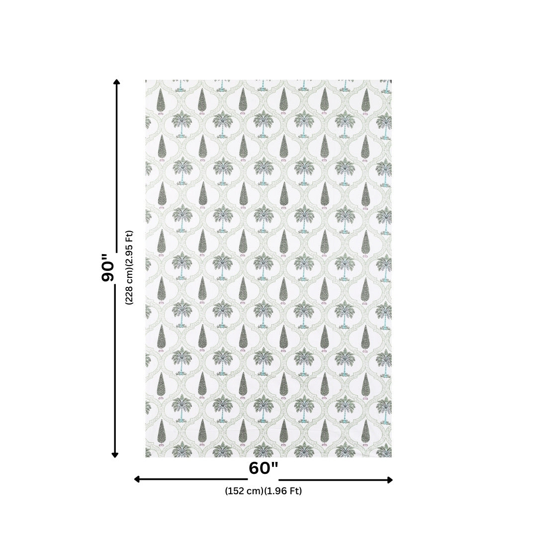 Emerald Oasis Block Print Single Bedsheet