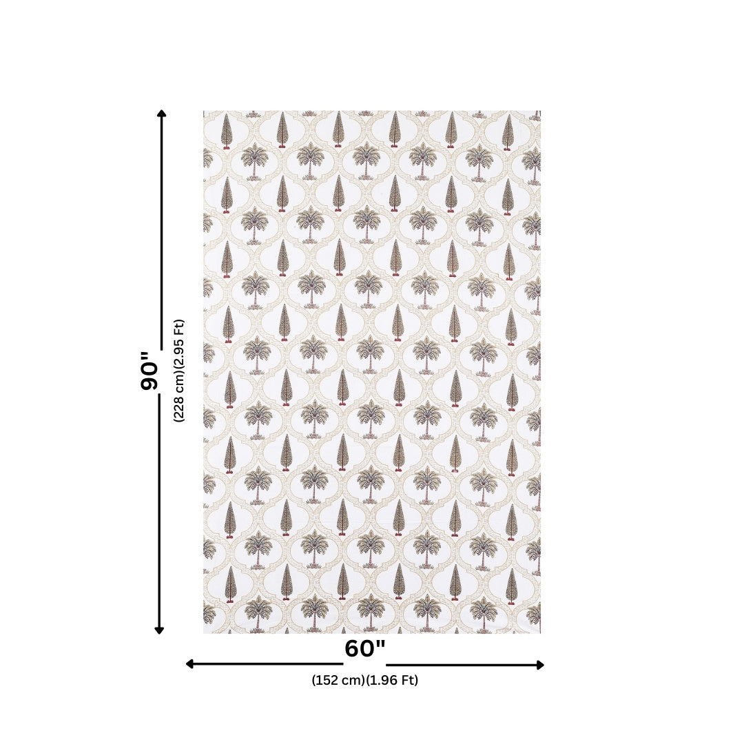Sepia Sands Palms Block Print Single Bedsheet