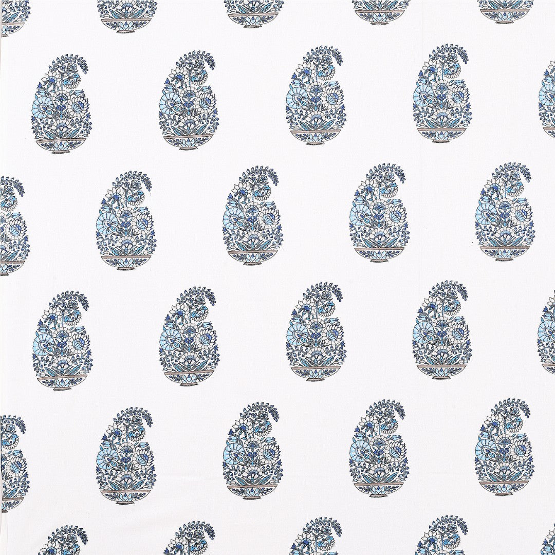 Royal Indigo Paisley Block Print Single Bedsheet