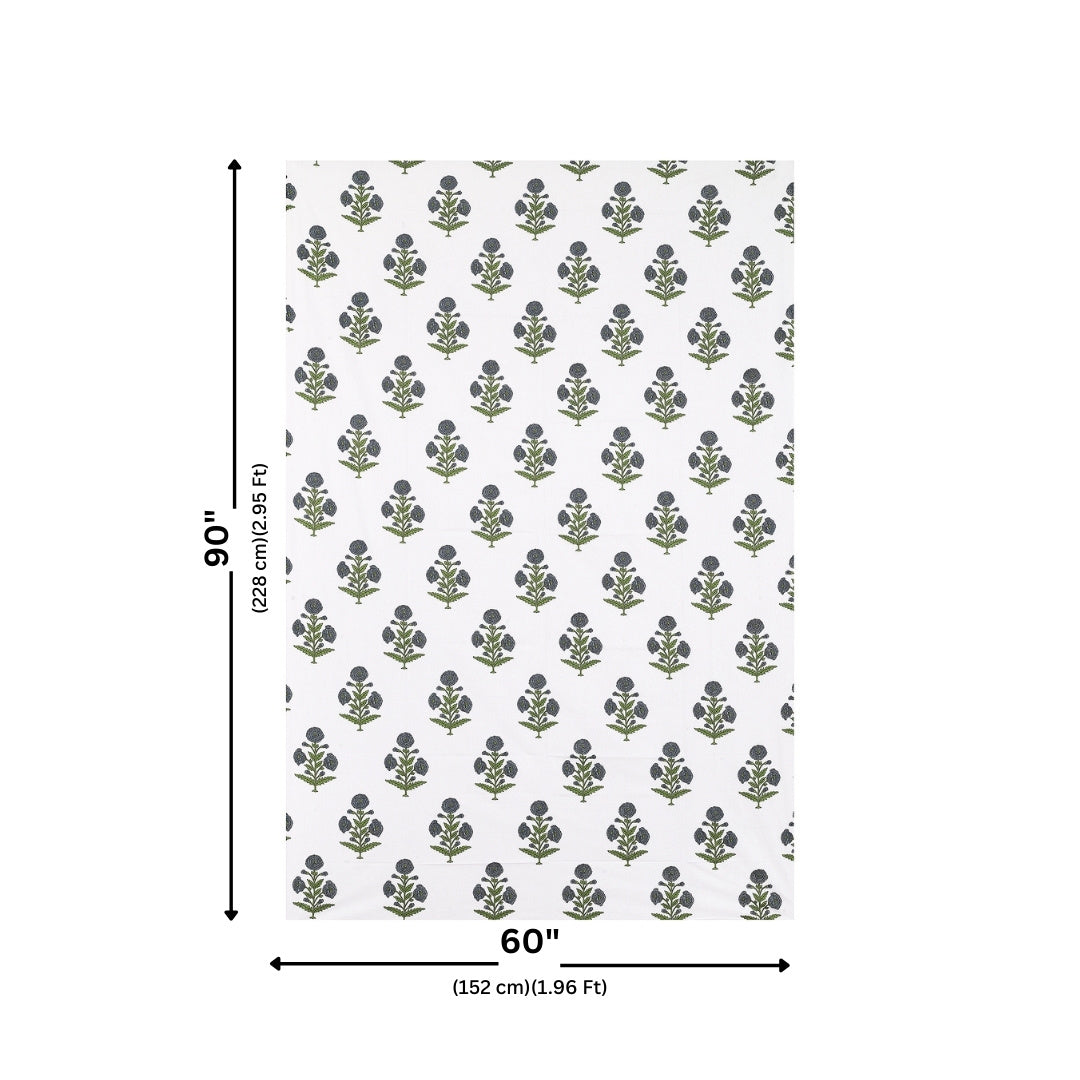 Midnight Bloom Buta Block Print Single Bedsheet