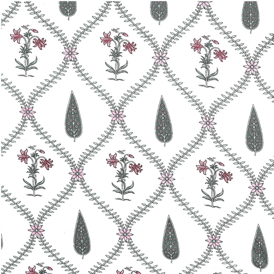 Dusty Rose Trellis Block Print Single Bedsheet