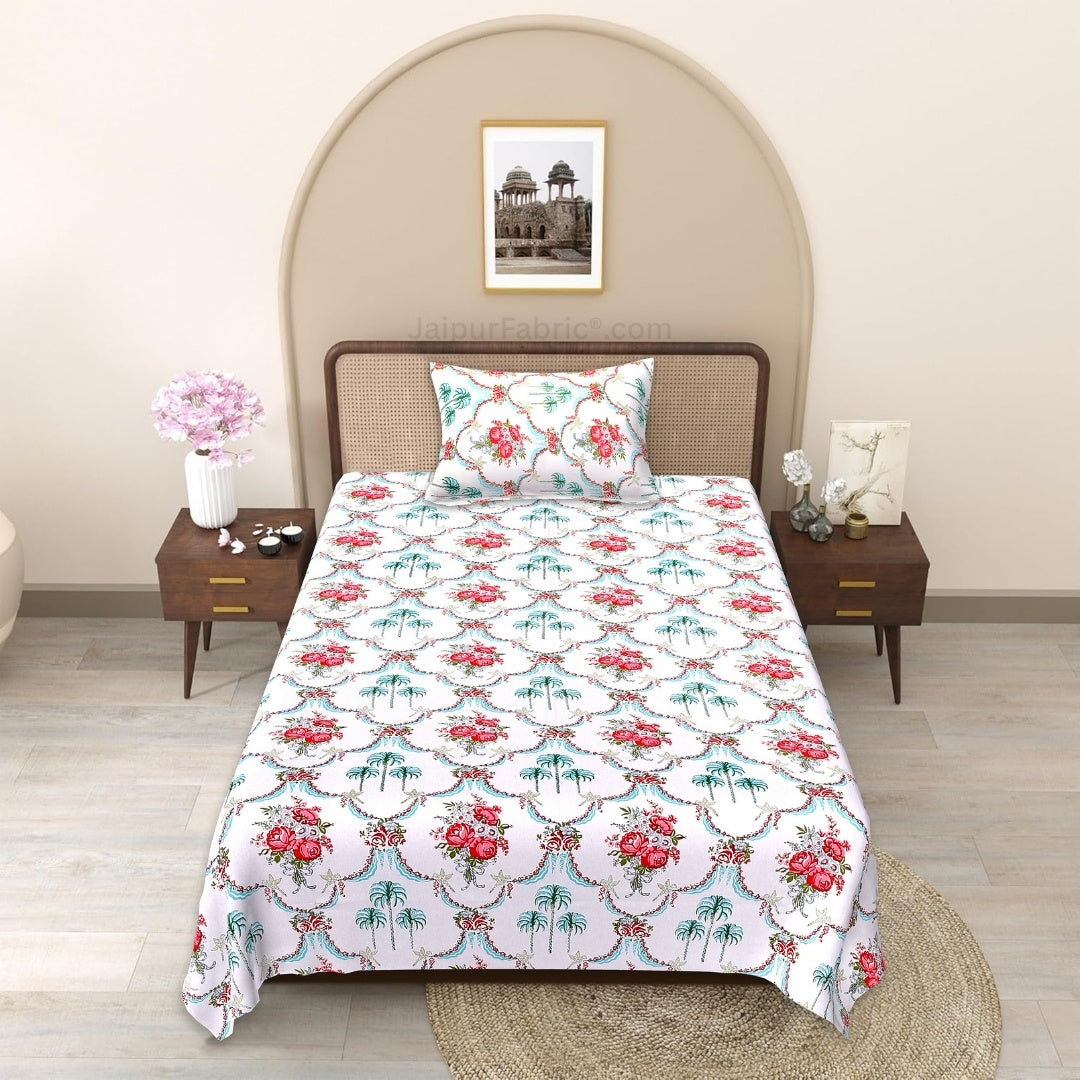 Paradise Rose Arch Block Print Single Bedsheet
