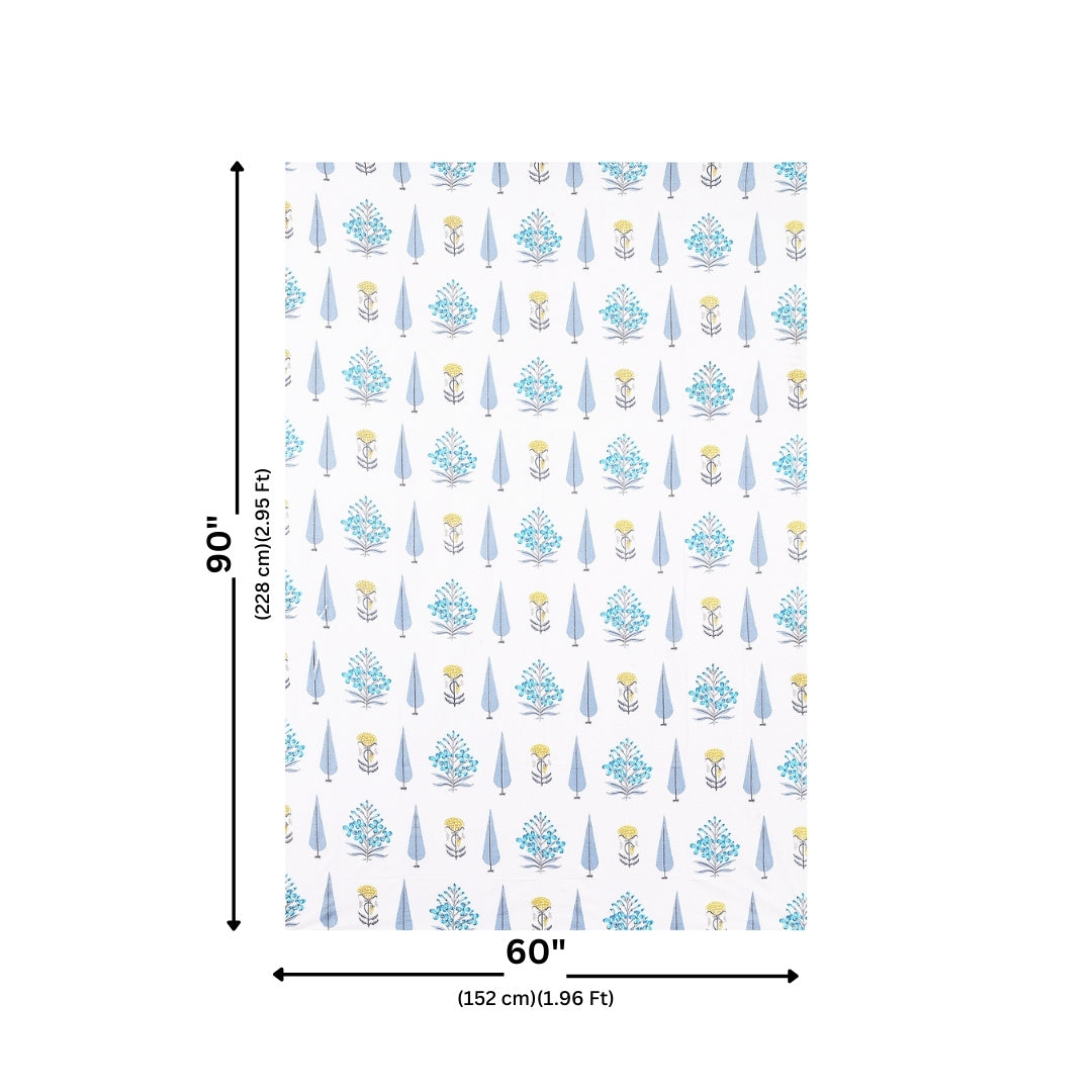 Azure Cypress Grove Block Print Single Bedsheet