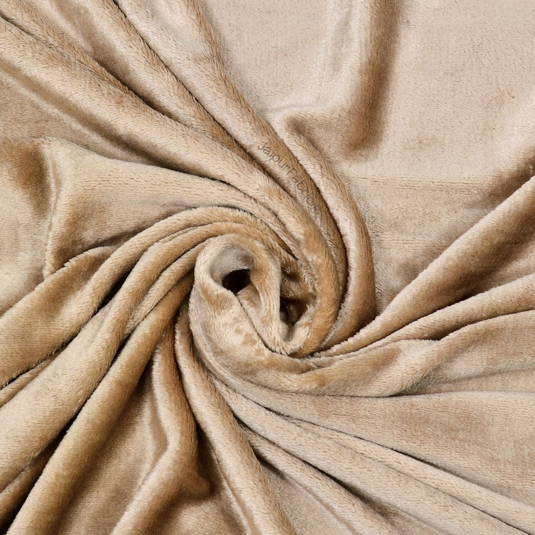 Luxurious Beige Super Soft Velvet Double Bedsheet with Matching Pillow Covers