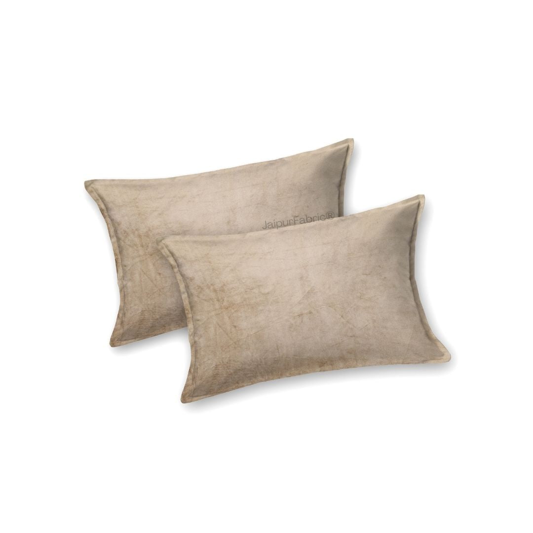 Luxurious Beige Super Soft Velvet Double Bedsheet with Matching Pillow Covers