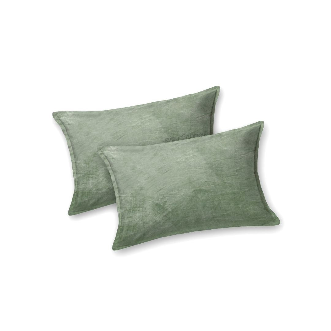 Serene Sage Green Super Soft Velvet Double Bedsheet with Matching Pillow Covers