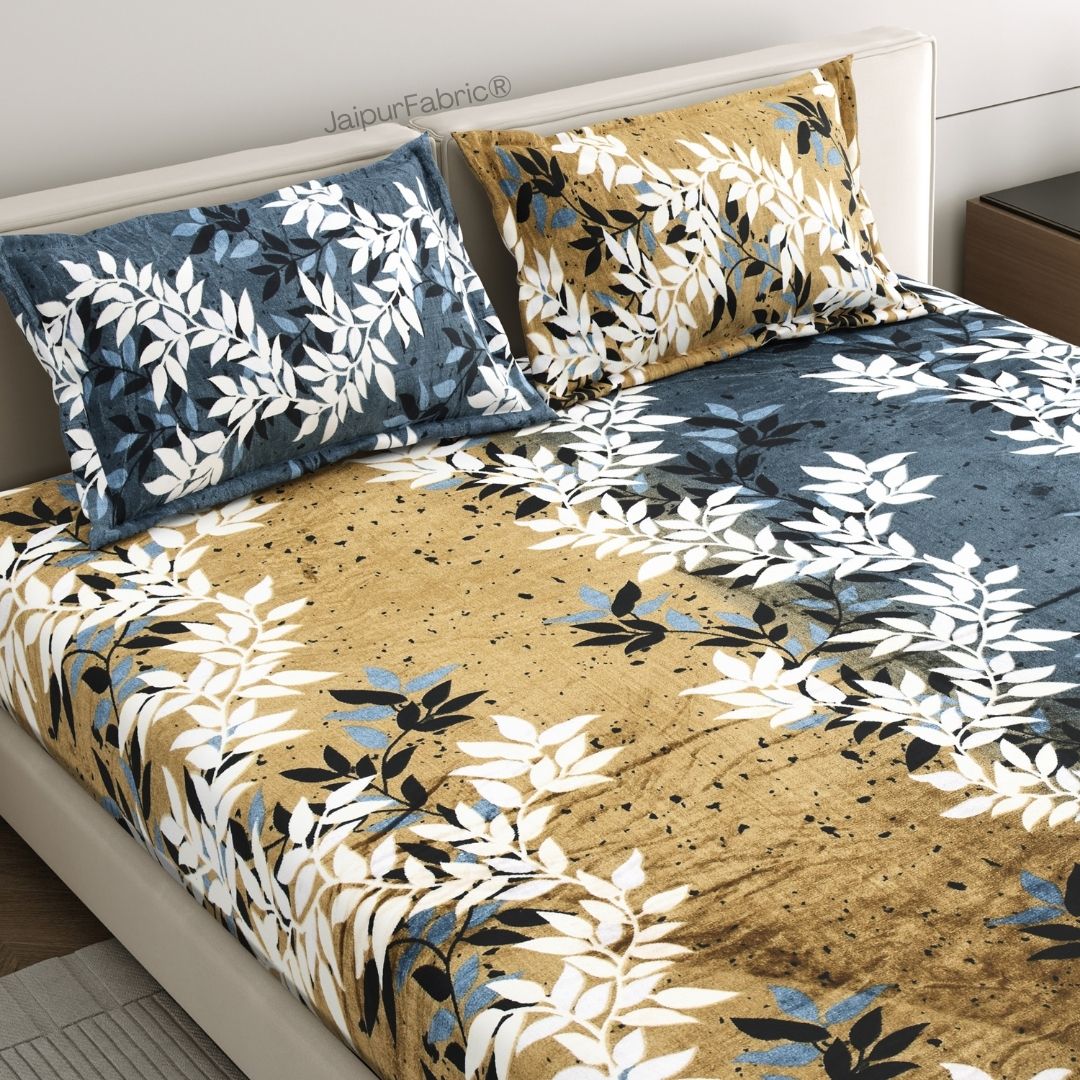 Midnight Gold Vine Cozy Super Soft Velvet Double Bedsheet