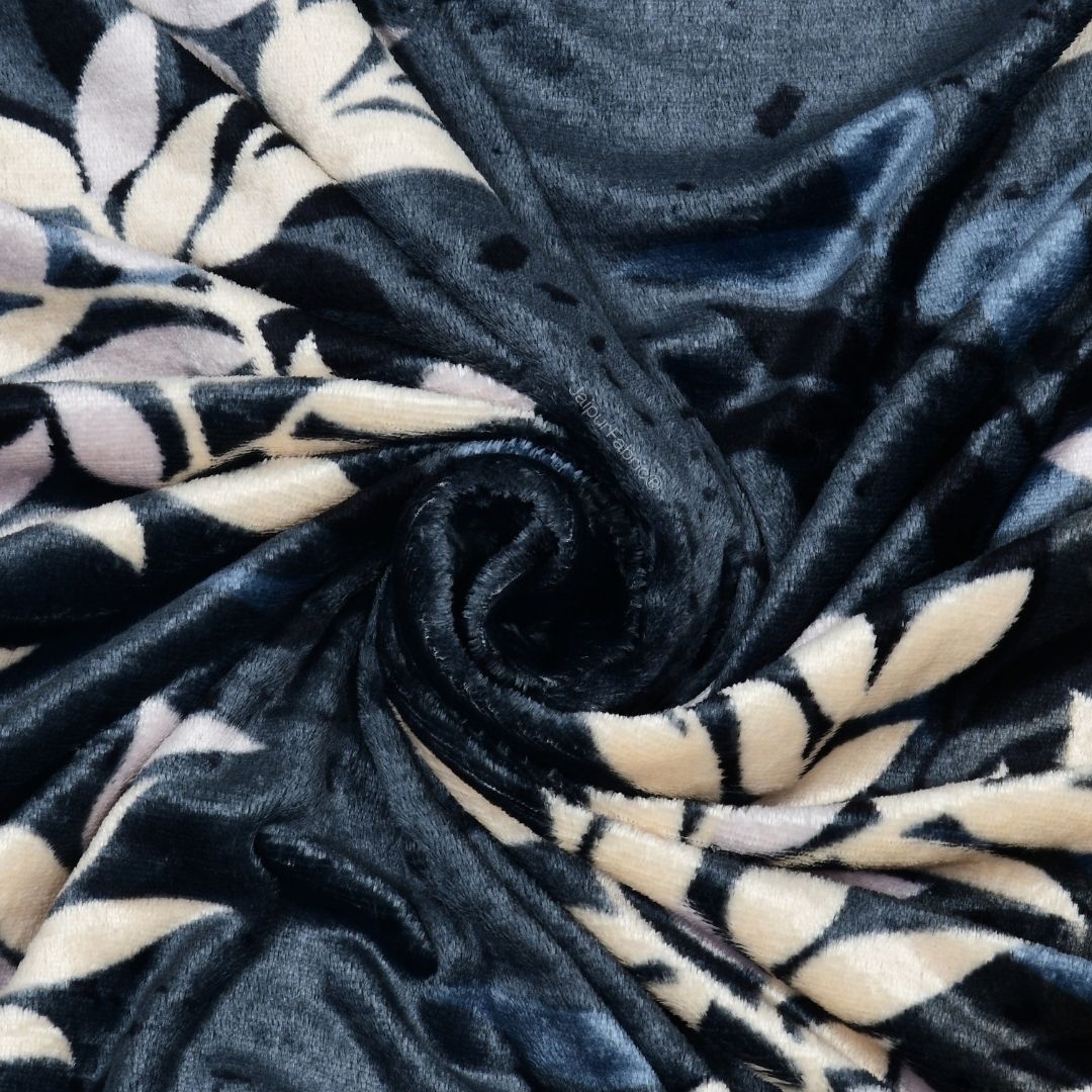 Midnight Gold Vine Cozy Super Soft Velvet Double Bedsheet