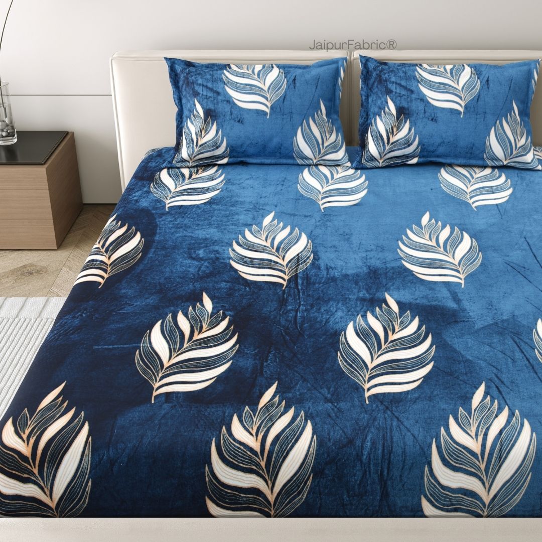Elegant Feather Pattern Super Soft Velvet Double Bedsheet