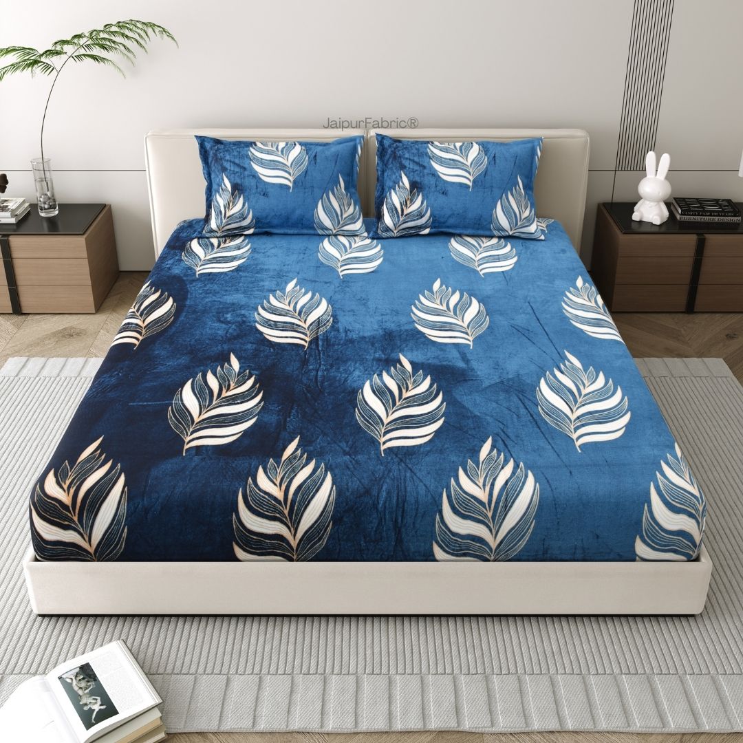 Elegant Feather Pattern Super Soft Velvet Double Bedsheet
