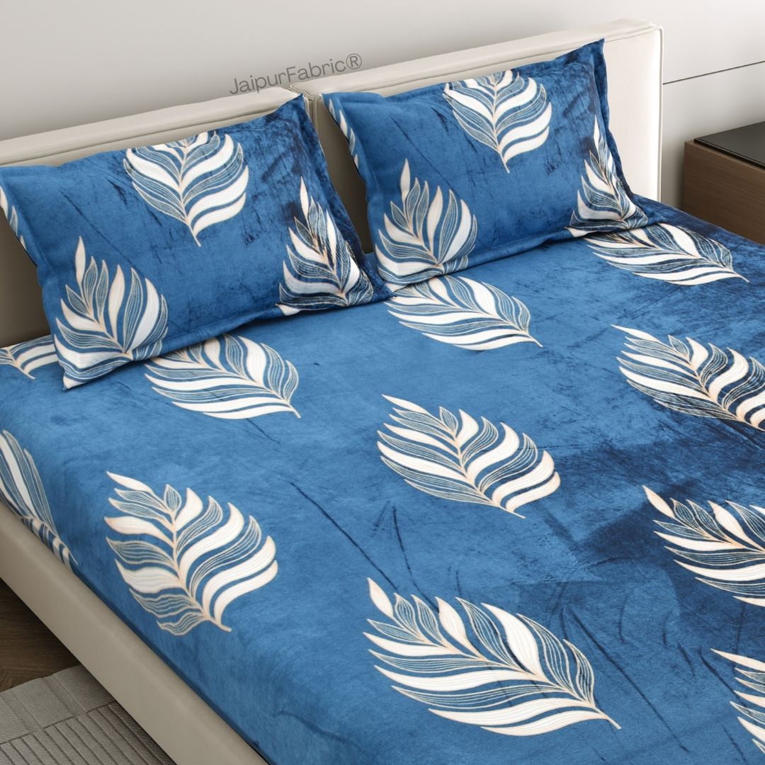 Elegant Feather Pattern Super Soft Velvet Double Bedsheet