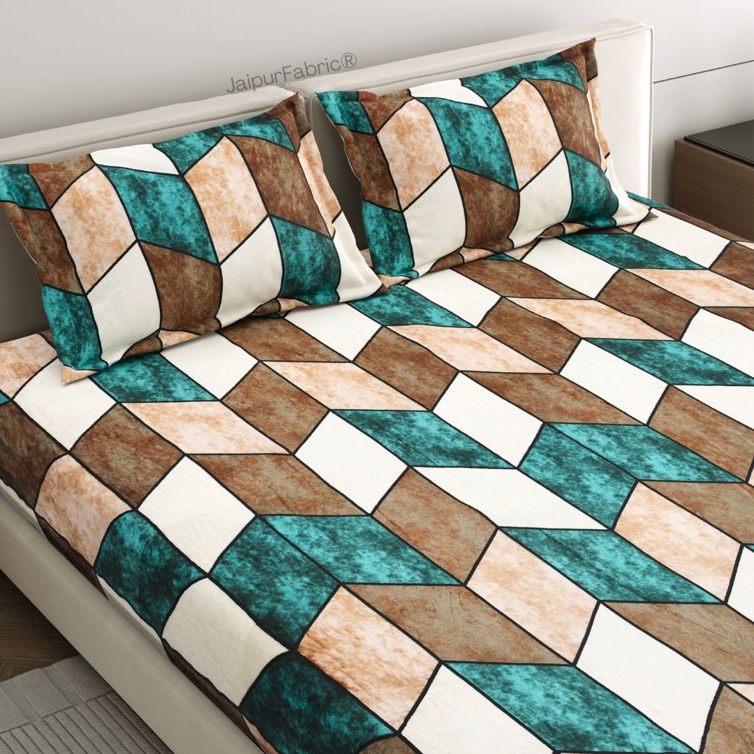 Cube Illusion Stylish Super Soft Velvet Double Bedsheet