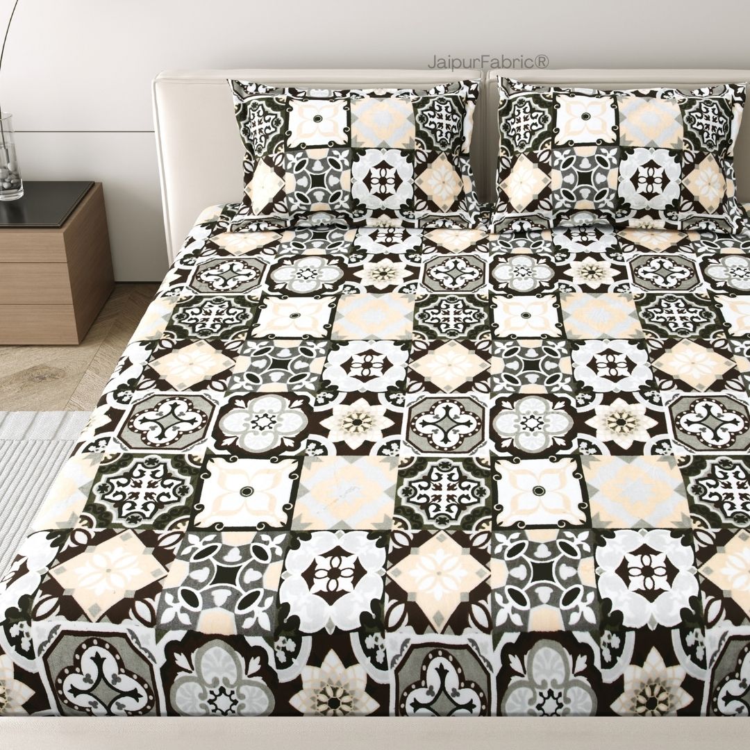 Classic Tile Symphony Super Soft Vevet Double Bedsheet