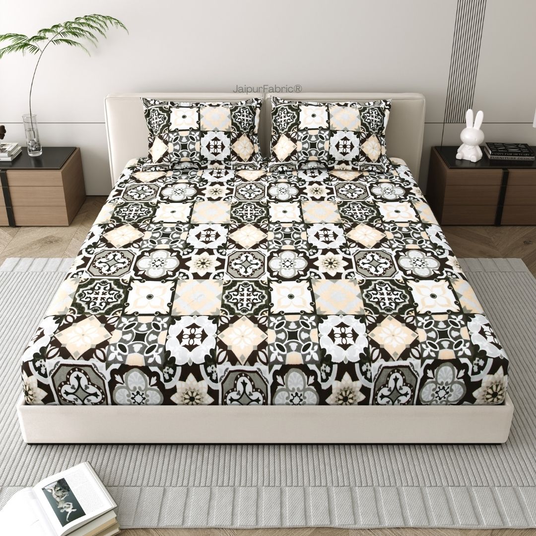 Classic Tile Symphony Super Soft Vevet Double Bedsheet