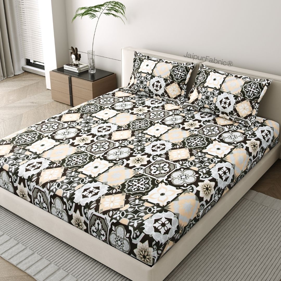 Classic Tile Symphony Super Soft Vevet Double Bedsheet